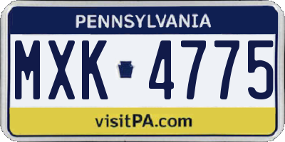 PA license plate MXK4775