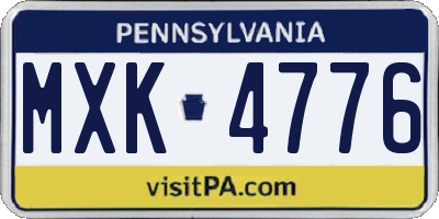 PA license plate MXK4776