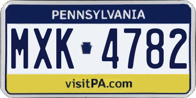 PA license plate MXK4782