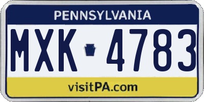 PA license plate MXK4783
