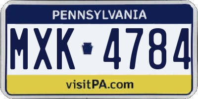 PA license plate MXK4784