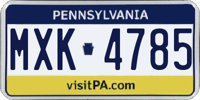 PA license plate MXK4785