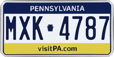 PA license plate MXK4787