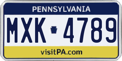 PA license plate MXK4789