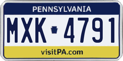 PA license plate MXK4791