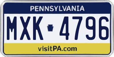 PA license plate MXK4796