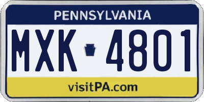 PA license plate MXK4801
