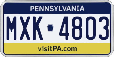 PA license plate MXK4803