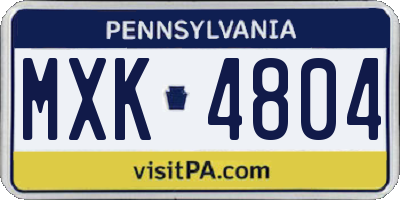 PA license plate MXK4804