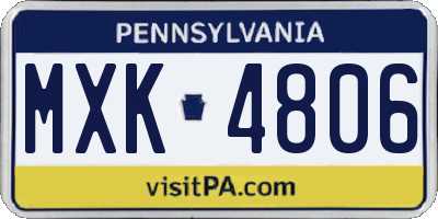 PA license plate MXK4806