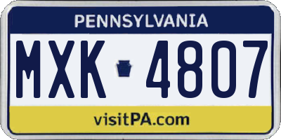 PA license plate MXK4807