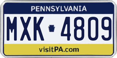 PA license plate MXK4809