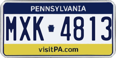 PA license plate MXK4813