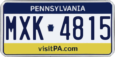 PA license plate MXK4815