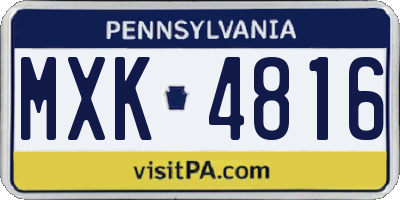 PA license plate MXK4816