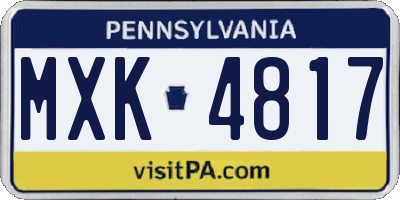 PA license plate MXK4817