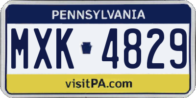 PA license plate MXK4829