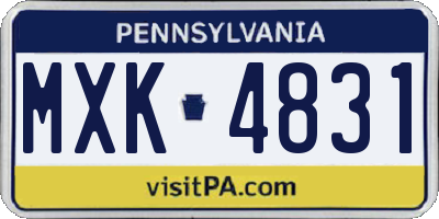 PA license plate MXK4831