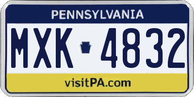 PA license plate MXK4832
