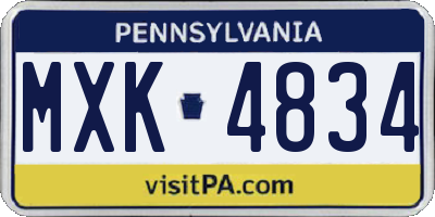 PA license plate MXK4834