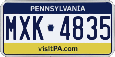 PA license plate MXK4835