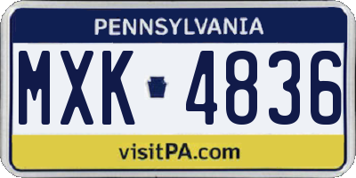 PA license plate MXK4836