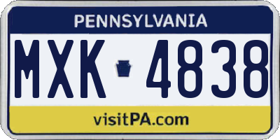 PA license plate MXK4838