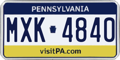 PA license plate MXK4840