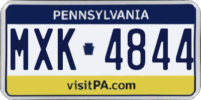 PA license plate MXK4844