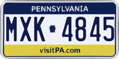 PA license plate MXK4845