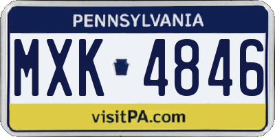 PA license plate MXK4846