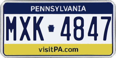 PA license plate MXK4847