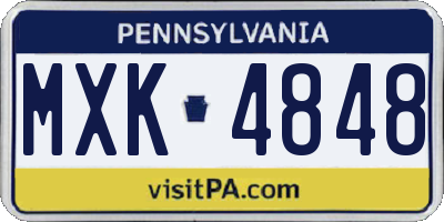 PA license plate MXK4848