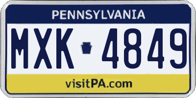 PA license plate MXK4849