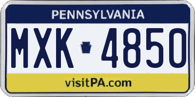 PA license plate MXK4850