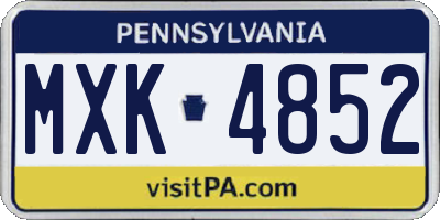 PA license plate MXK4852