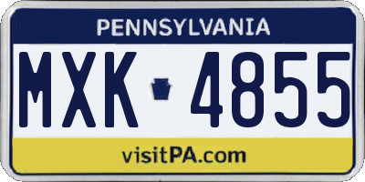 PA license plate MXK4855