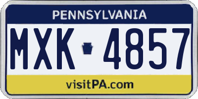 PA license plate MXK4857