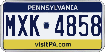 PA license plate MXK4858