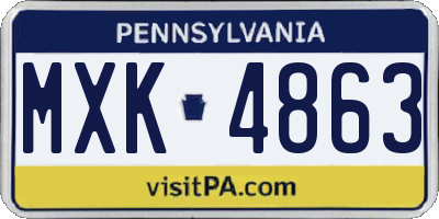 PA license plate MXK4863