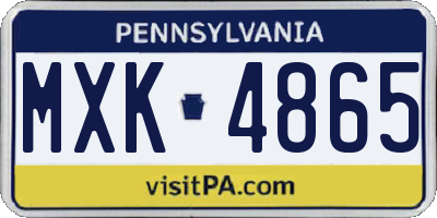 PA license plate MXK4865