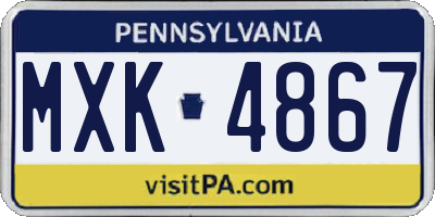 PA license plate MXK4867