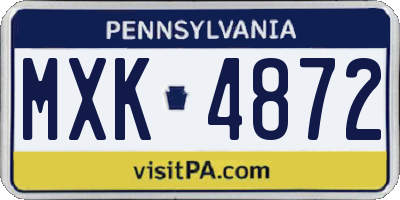 PA license plate MXK4872