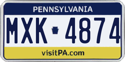 PA license plate MXK4874