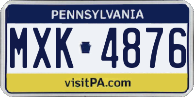PA license plate MXK4876