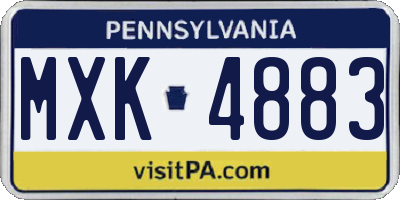 PA license plate MXK4883