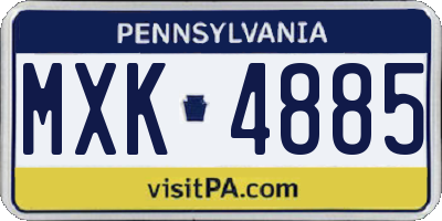 PA license plate MXK4885