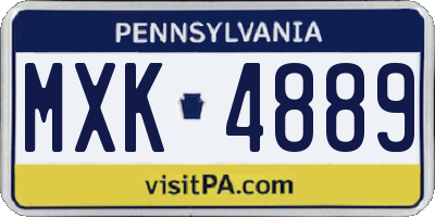 PA license plate MXK4889