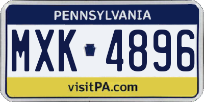 PA license plate MXK4896