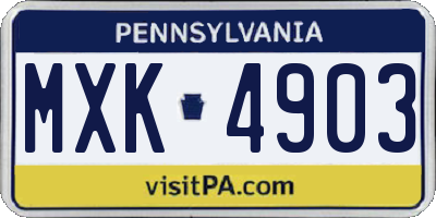 PA license plate MXK4903